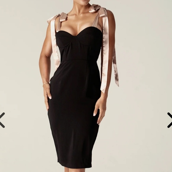 Alieva Black midi bow tie dress - Picture 1 of 8